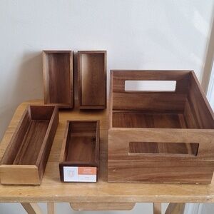 Squared Away Acacia Wood Drawer Organizer Set - 5 Pieces